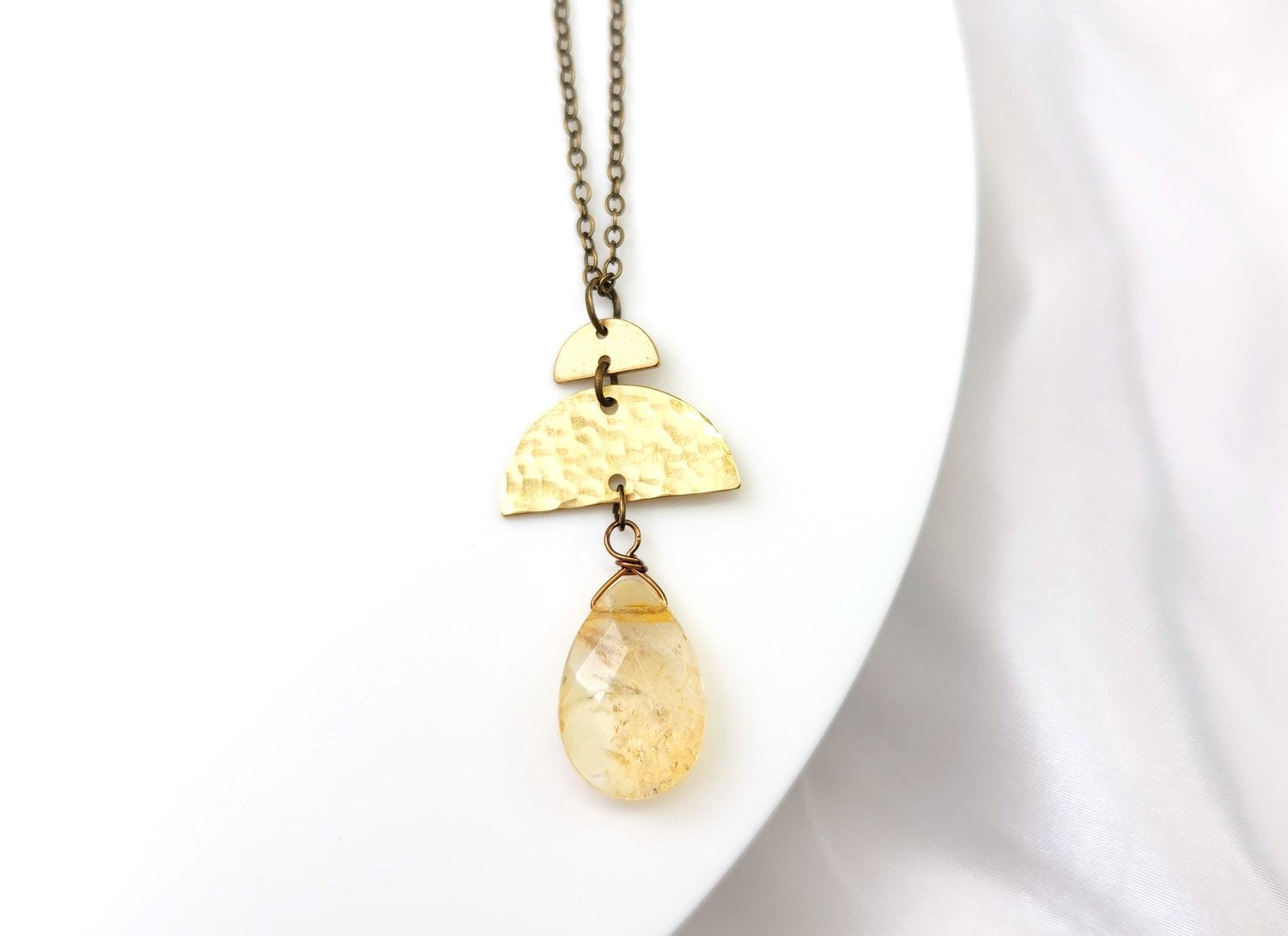 Half Circle Citrine Necklace