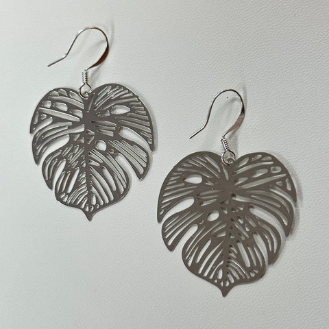 Monstera Earrings Silver