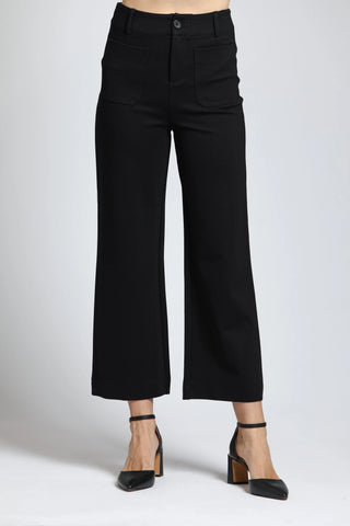 Ponte Cropped Wide Leg Pants
