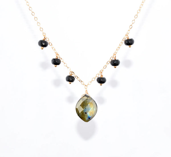 Gold Labradorite/Onyx Necklace