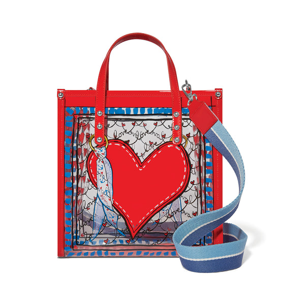 Striped Loved Vinyl Tote Bag