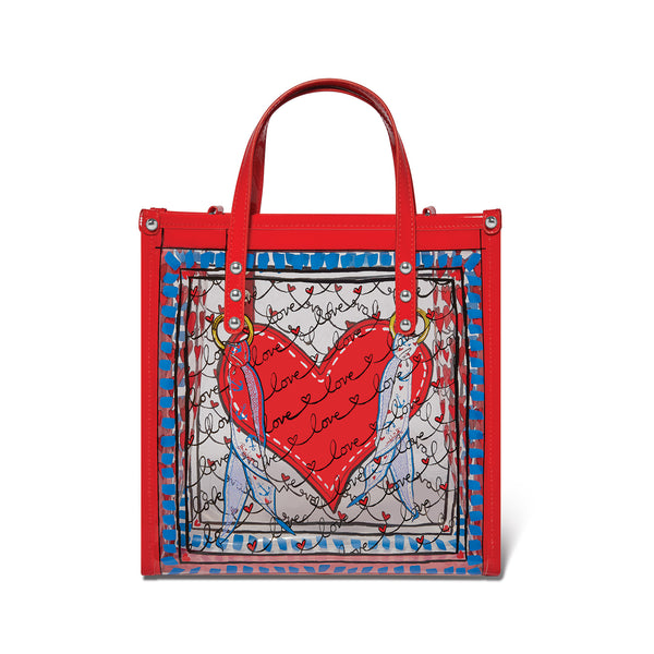 Striped Loved Vinyl Tote Bag