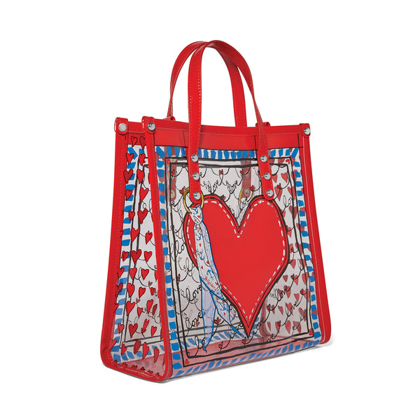 Striped Loved Vinyl Tote Bag