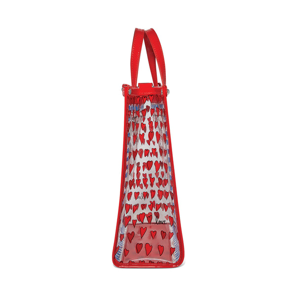 Striped Loved Vinyl Tote Bag