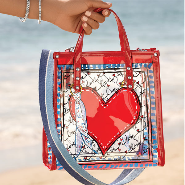 Striped Loved Vinyl Tote Bag