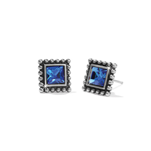 Sparkle Square Blue Earrings