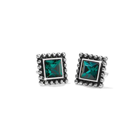 Sparkle Square Green Earrings