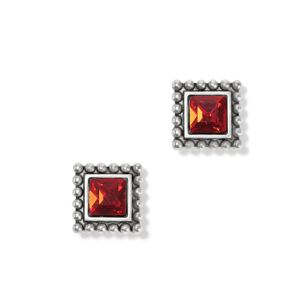 Sparkle Square Red Earrings