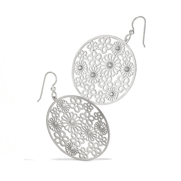 Silver Posey Disc Earrings