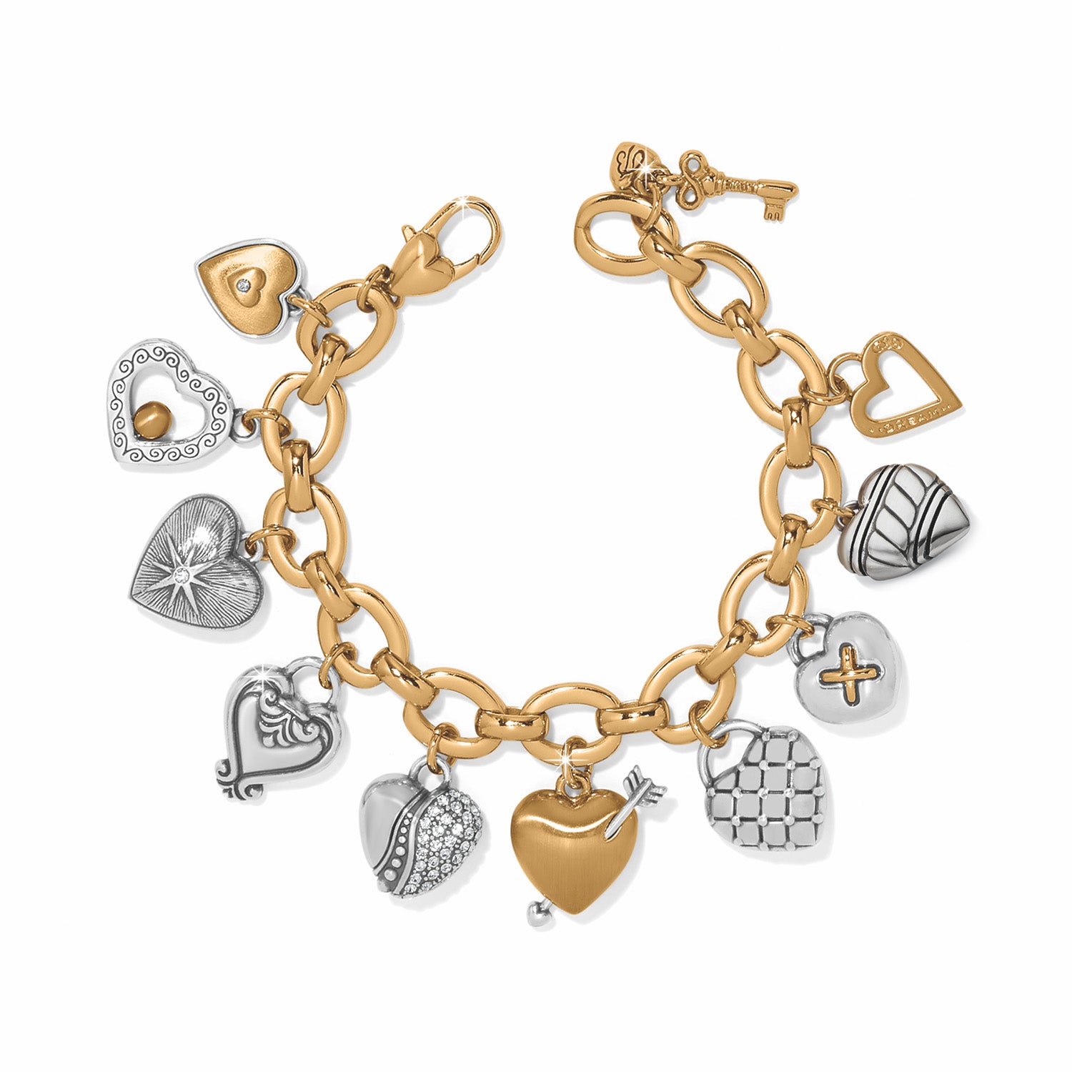 One Heart Charm Bracelet 2 Tone