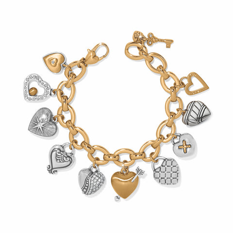 One Heart Charm Bracelet 2 Tone