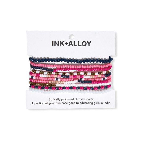 Hot Pink Beaded Bracelet Stack
