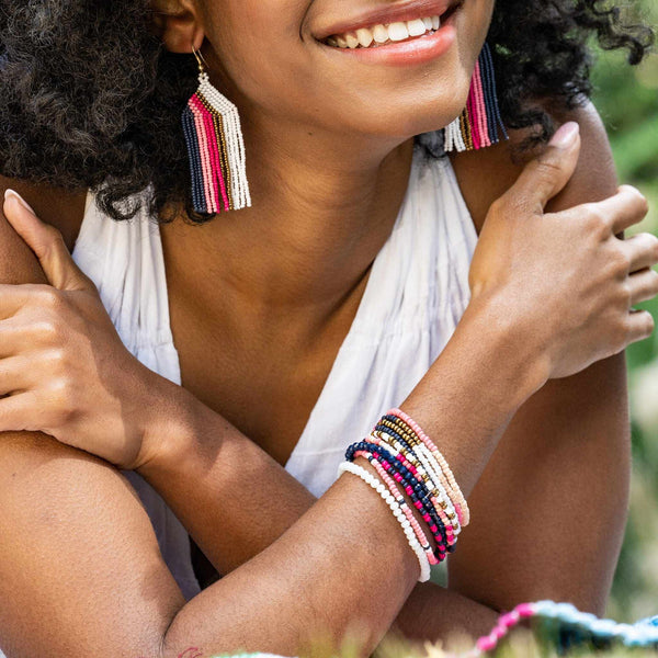 Hot Pink Beaded Bracelet Stack