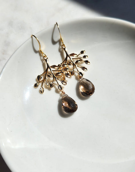 Smoky Quartz Tree Earrings