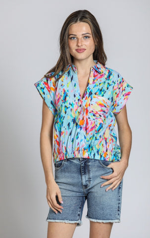 Blue Multi Wrap Top