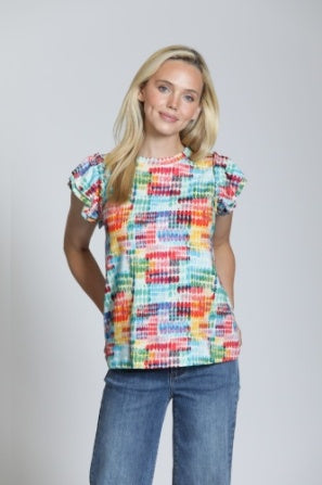 Dot Ruffle Sleeve Top