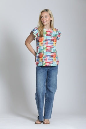 Dot Ruffle Sleeve Top