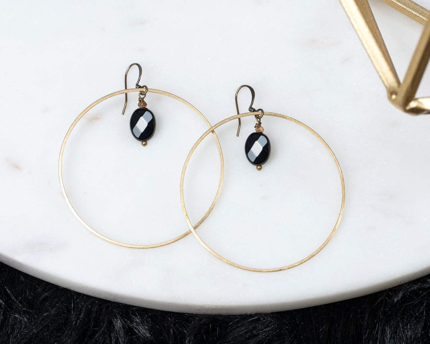 Onyx Hoop Earrings