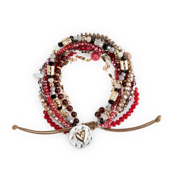 Beaded Love Bracelet Garnet