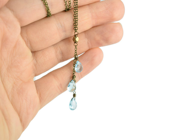 Blue Topaz Droplet Necklace