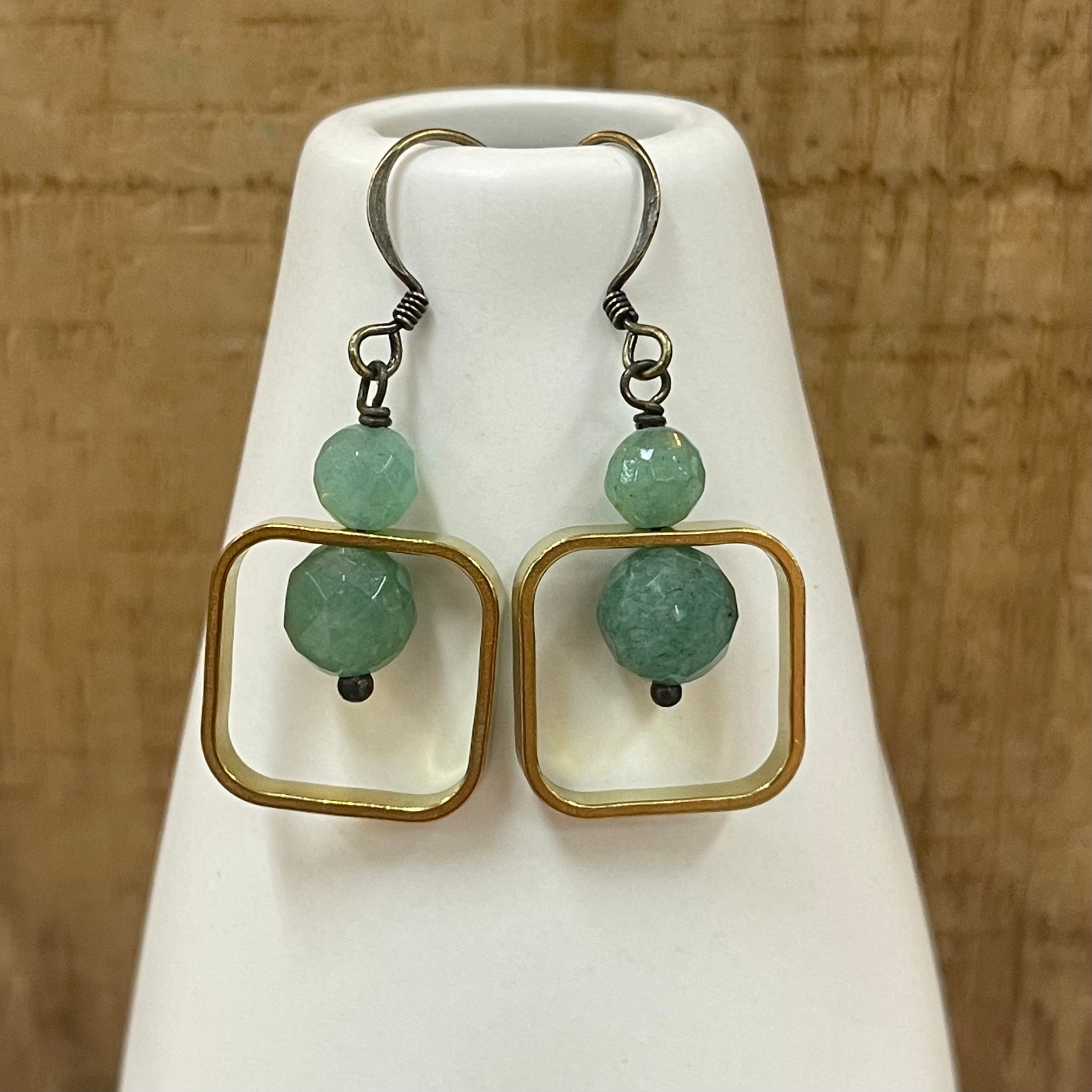 Aventurine Square Earrings