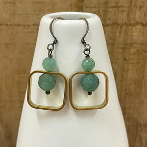 Aventurine Square Earrings