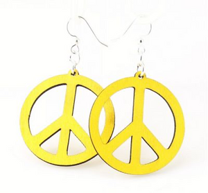 Small Yellow Peace Earrings