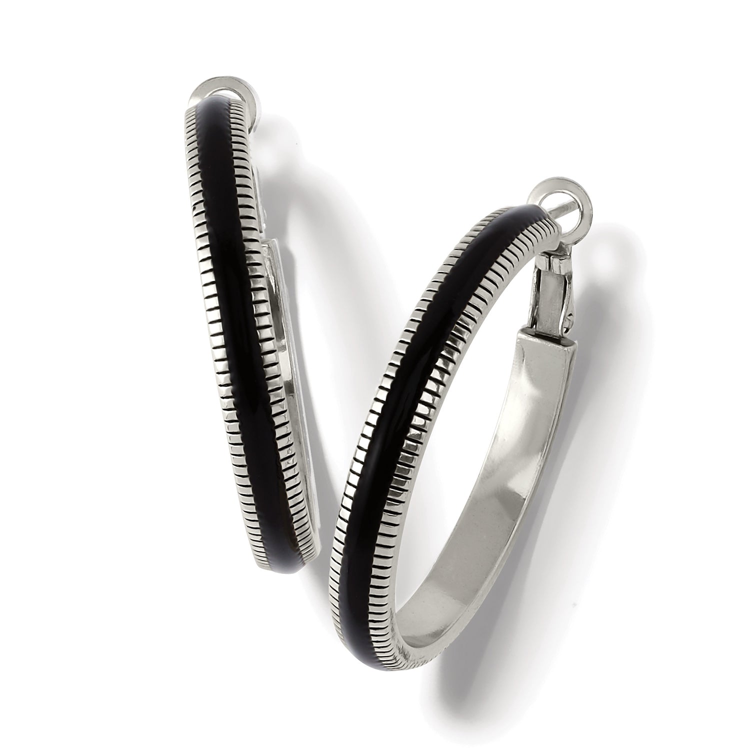 Interlok Noir Blk Hoop Earrings