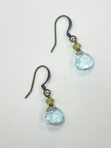 Blue Topaz & Peridot Earrings