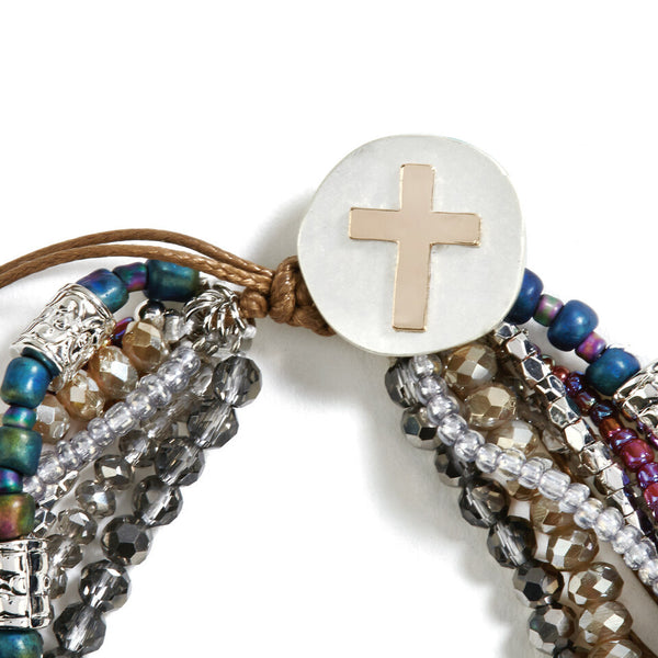 Beaded Prayer Bracelet Gray